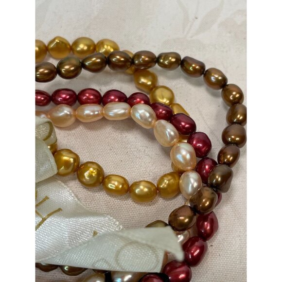 Honora Fine Fresh Water Baroque Pearl Bracelets-4 Stretch Earth Tones-NOS - Picture 5 of 5